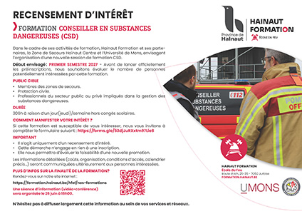 HFEF Actualité : Formation Conseiller En Substances Dangereuses (CSD)